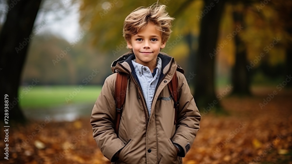 schoolboy walking in the park schoolboy walking in the park