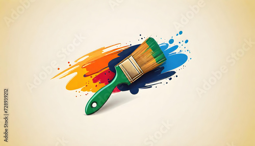 Flat Brush. Logo. Artistic. Graphic. Painting. Creative. Design. Minimalist. Icon. Art. Branding. Craft. Painter. Drawing Tool. Flat Design. Simple. AI Generated.