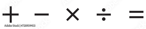 mathematical icon. math calculations addition, division, subtraction, multiplication, plus minus button symbol set. mathematical calculator education vector in black and white. Eps10.