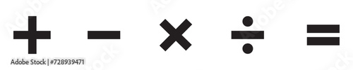 mathematical icon. math calculations addition, division, subtraction, multiplication, plus minus button symbol set. mathematical calculator education vector in black and white. Eps10.