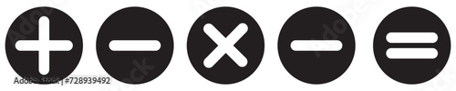 mathematical icon. math calculations addition, division, subtraction, multiplication, plus minus button symbol set. mathematical calculator education vector in black and white. Eps10.