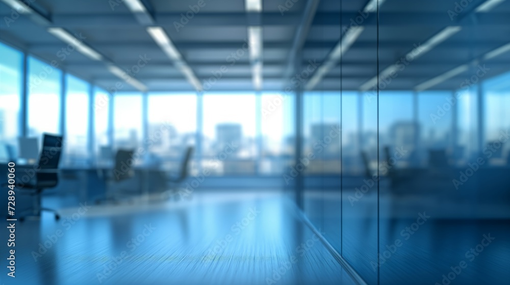 Blurred Vision of a Bright Modern Office Overlooking the City
