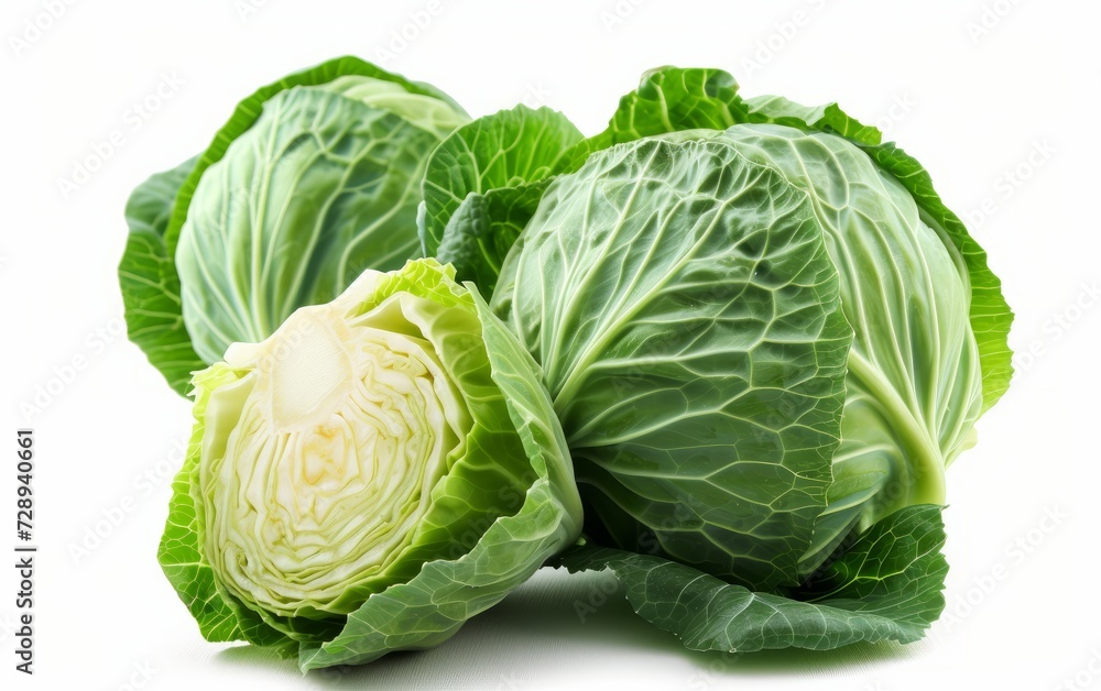 Bright cabbage stands out against a clean white background. Bright cabbage stands out against a clean white background.