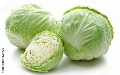 Bright  cabbage stands out against a clean white background.