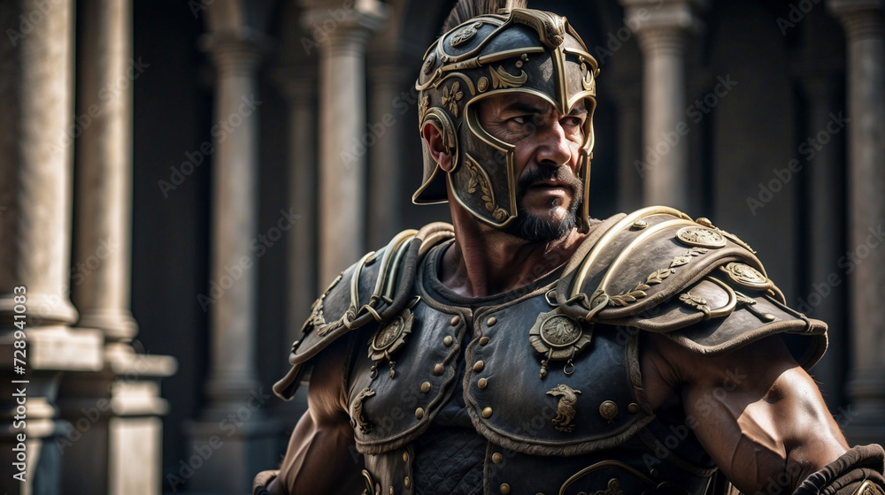 Roman soldier in ornate armor Roman soldier in ornate armor