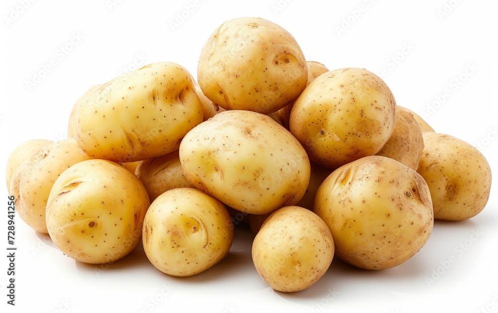 A simple and minimalist image featuring potatoes arranged neatly on a clean white background. A simple and minimalist image featuring potatoes arranged neatly on a clean white background.