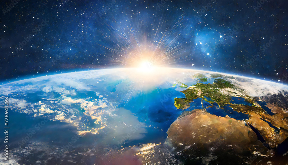 Fototapeta premium Image material of outer space, earth and sun.