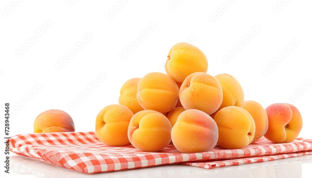 Illustration of Sweet Apricots on a Checkered Napkin Illustration of Sweet Apricots on a Checkered Napkin