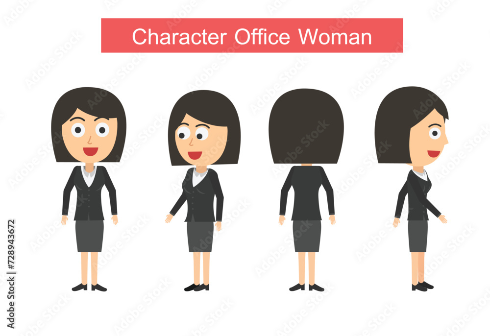 Office Woman. Objects isolated on a white background. Flat cartoon illustration. office characters set. Office Woman. Objects isolated on a white background. Flat cartoon illustration. office characters set.