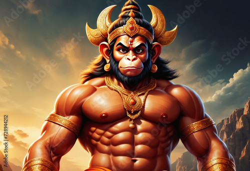 Lord Hanuman Jayanti festival of India. Generative AI photo