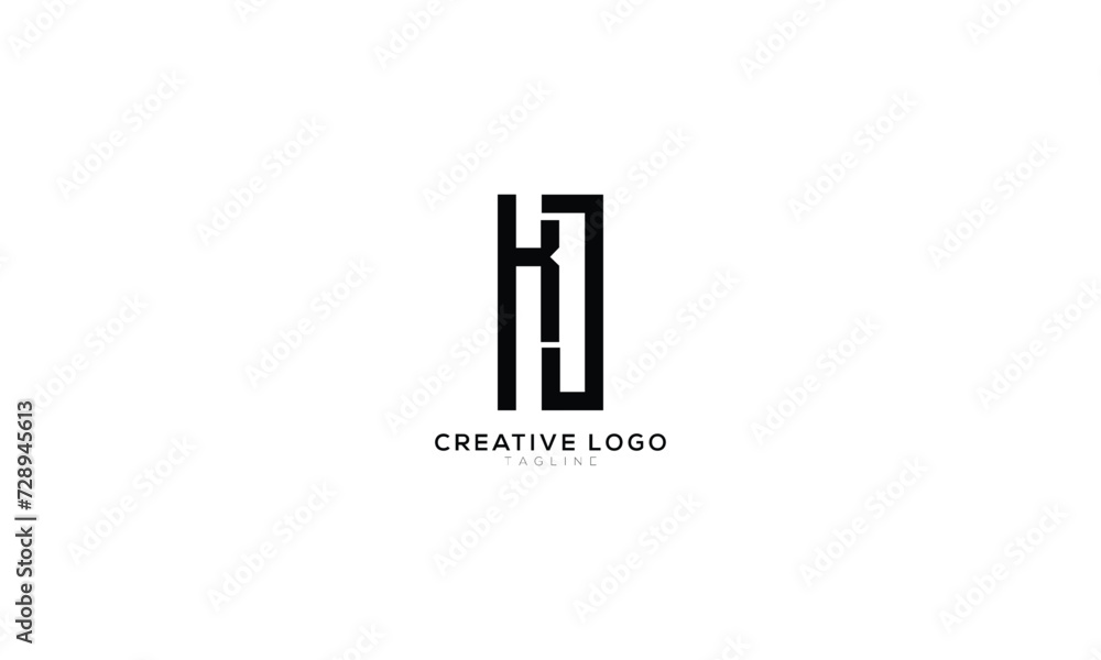 KD KJ Abstract initial monogram letter alphabet logo design
