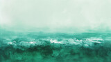 抽象的なエメラルドグリーンの水彩画　Generative AI
