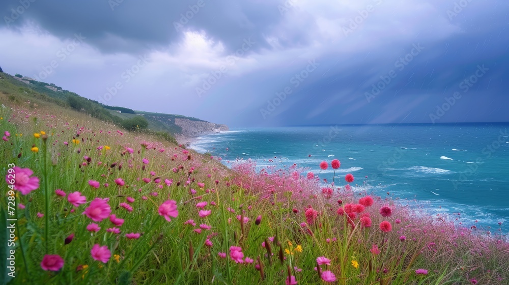 _A_coastal_landscape_with_salty_sea and vibrant colrs