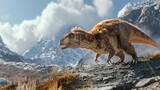 A small furry mammallike dinosaur scurries along the side of a mountain its nimble feet and sharp senses making it wellsuited for navigating the rugged terrain.