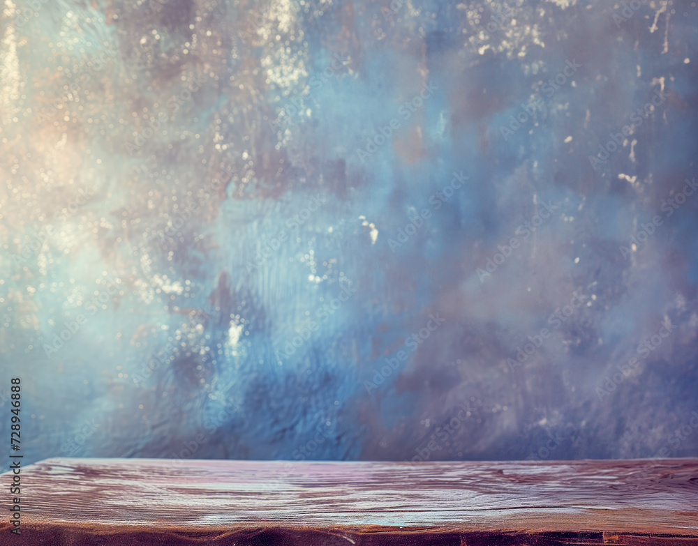 Ethereal Painted Background with Wooden Surface