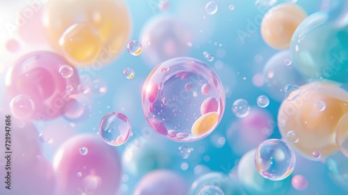 Whimsical digital illustration featuring soft color balls and playful bubble gums  Ai Generated.
