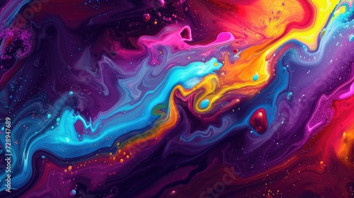Vivid and dynamic abstract artwork illuminated by colorful neon lights. Ai Generated