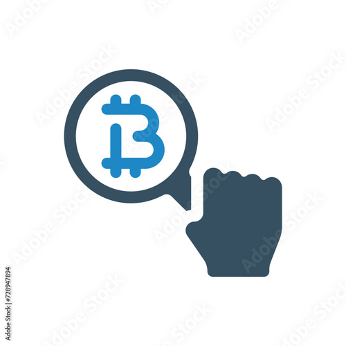 cryptocurrency search icon vector illustration photo