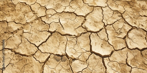 Textured background of cracked earth, combining shades of brown and beige, giving a feeling of a dry, arid desert
