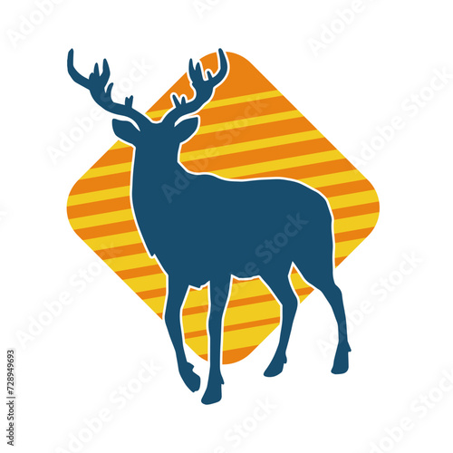 Silhouette of a deer wild forest animal with antlers.