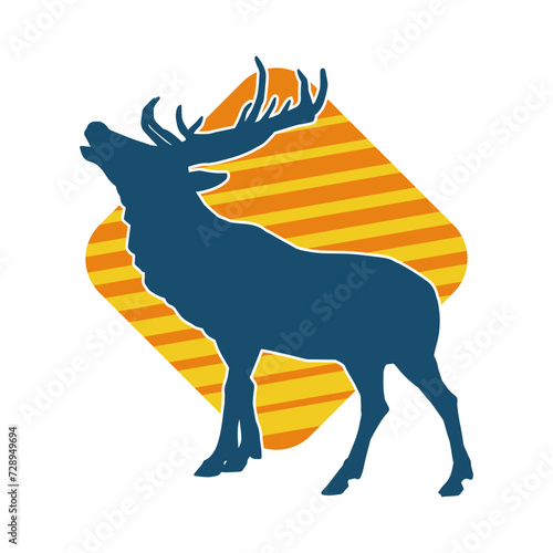 Silhouette of a deer wild forest animal with antlers.