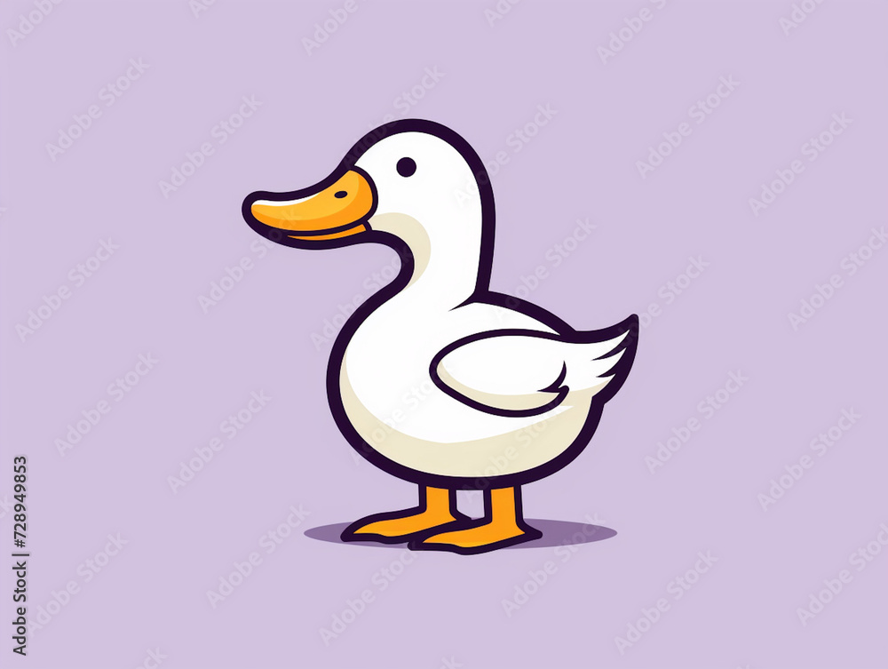 Fototapeta premium white duck on purple background vector illustration