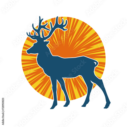 Silhouette of a deer wild forest animal with antlers.