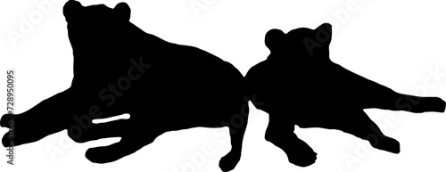 pair of lions silhouette png concept with beautiful mane and tail isolated illustration transparent