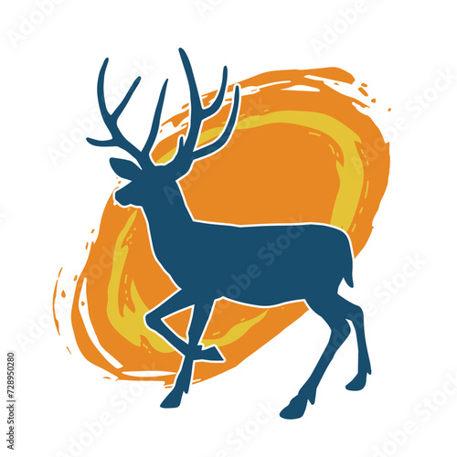 Silhouette of a deer wild forest animal with antlers.