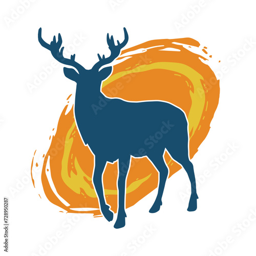 Silhouette of a deer wild forest animal with antlers.