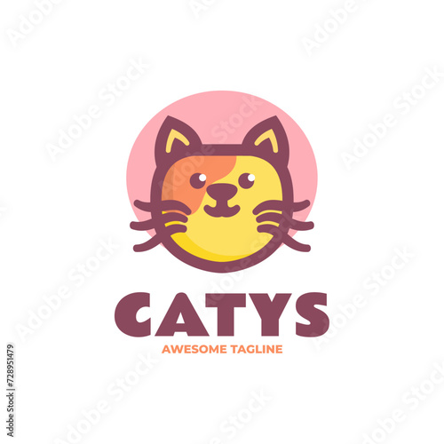 Vector Logo Illustration Cat Simple Mascot Style. © Artnivora