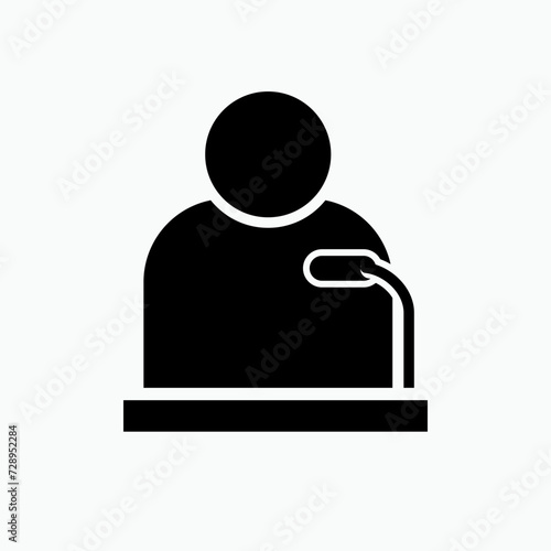 Keynote Speaker Icon. Orator, Spokesman. Applied as a Trendy Symbol for Design Elements, Presentations, and Web Apps.