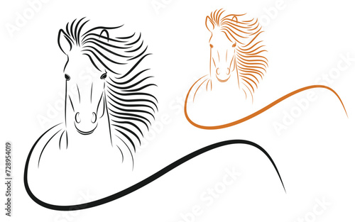 Vector silhouette of horse on white background