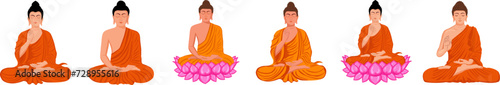 Lord Gautama Buddha illustration for Happy Buddha Purnima, Vesak Day Social Media Post , Web Banner