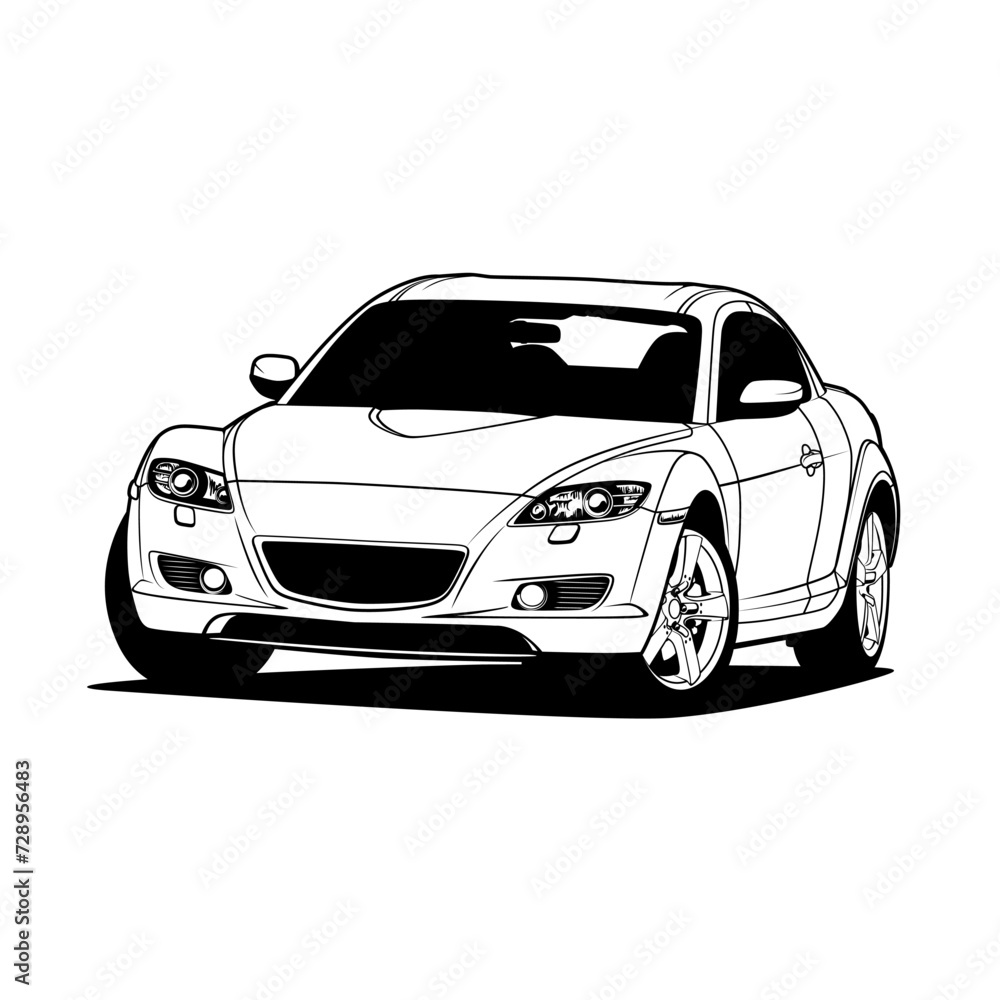 Black And White Car Vector Illustration For Conceptual Design.