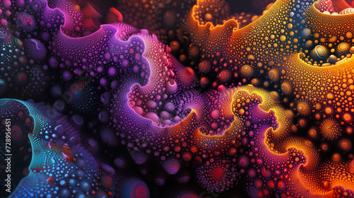 Abstract Organic Landscape - Fractal Waves in Vivid Colors