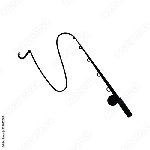 Fishing rod icon silhouette design template isolated