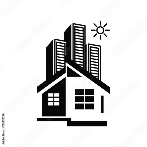 Real estate icon silhouette design template isolated