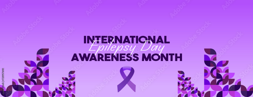 International Epilepsy Day illustration with Geometry design. Raising awareness about epilepsy and the urgent need for improved treatment, and better care. Epilepsy Day background in purplish colors International Epilepsy Day illustration with Geometry design. Raising awareness about epilepsy and the urgent need for improved treatment, and better care. Epilepsy Day background in purplish colors