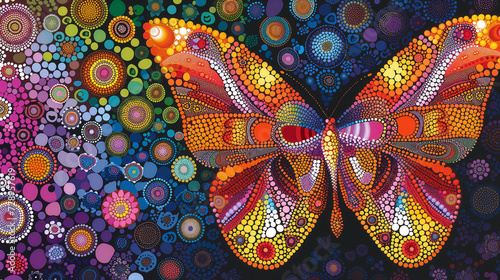 Vibrant Mosaic Butterfly Illustration