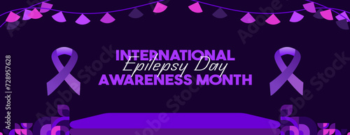 International Epilepsy Day illustration with Geometry design. Raising awareness about epilepsy and the urgent need for improved treatment, and better care. Epilepsy Day background in purplish colors