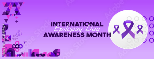 International Epilepsy Day illustration with Geometry design. Raising awareness about epilepsy and the urgent need for improved treatment  and better care. Epilepsy Day background in purplish colors