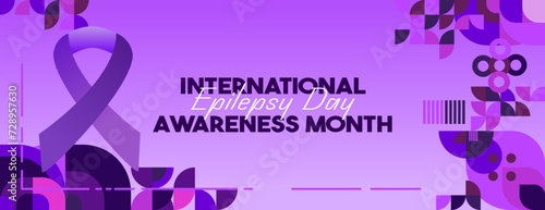 International Epilepsy Day illustration with Geometry design. Raising awareness about epilepsy and the urgent need for improved treatment, and better care. Epilepsy Day background in purplish colors