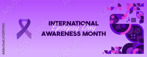 International Epilepsy Day illustration with Geometry design. Raising awareness about epilepsy and the urgent need for improved treatment, and better care. Epilepsy Day background in purplish colors