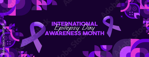 International Epilepsy Day illustration with Geometry design. Raising awareness about epilepsy and the urgent need for improved treatment, and better care. Epilepsy Day background in purplish colors