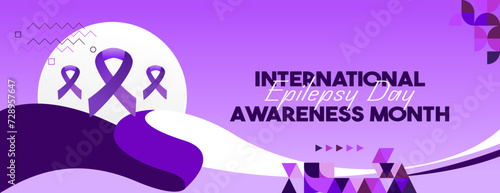 International Epilepsy Day illustration with Geometry design. Raising awareness about epilepsy and the urgent need for improved treatment, and better care. Epilepsy Day background in purplish colors