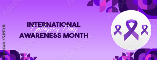 International Epilepsy Day illustration with Geometry design. Raising awareness about epilepsy and the urgent need for improved treatment, and better care. Epilepsy Day background in purplish colors