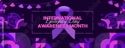 International Epilepsy Day illustration with Geometry design. Raising awareness about epilepsy and the urgent need for improved treatment, and better care. Epilepsy Day background in purplish colors