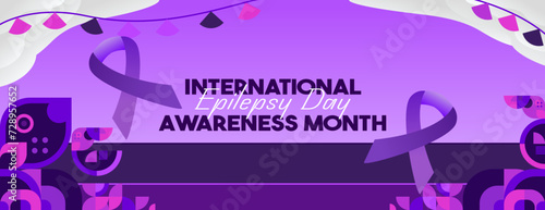 International Epilepsy Day illustration with Geometry design. Raising awareness about epilepsy and the urgent need for improved treatment, and better care. Epilepsy Day background in purplish colors
