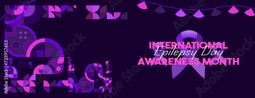 International Epilepsy Day illustration with Geometry design. Raising awareness about epilepsy and the urgent need for improved treatment, and better care. Epilepsy Day background in purplish colors